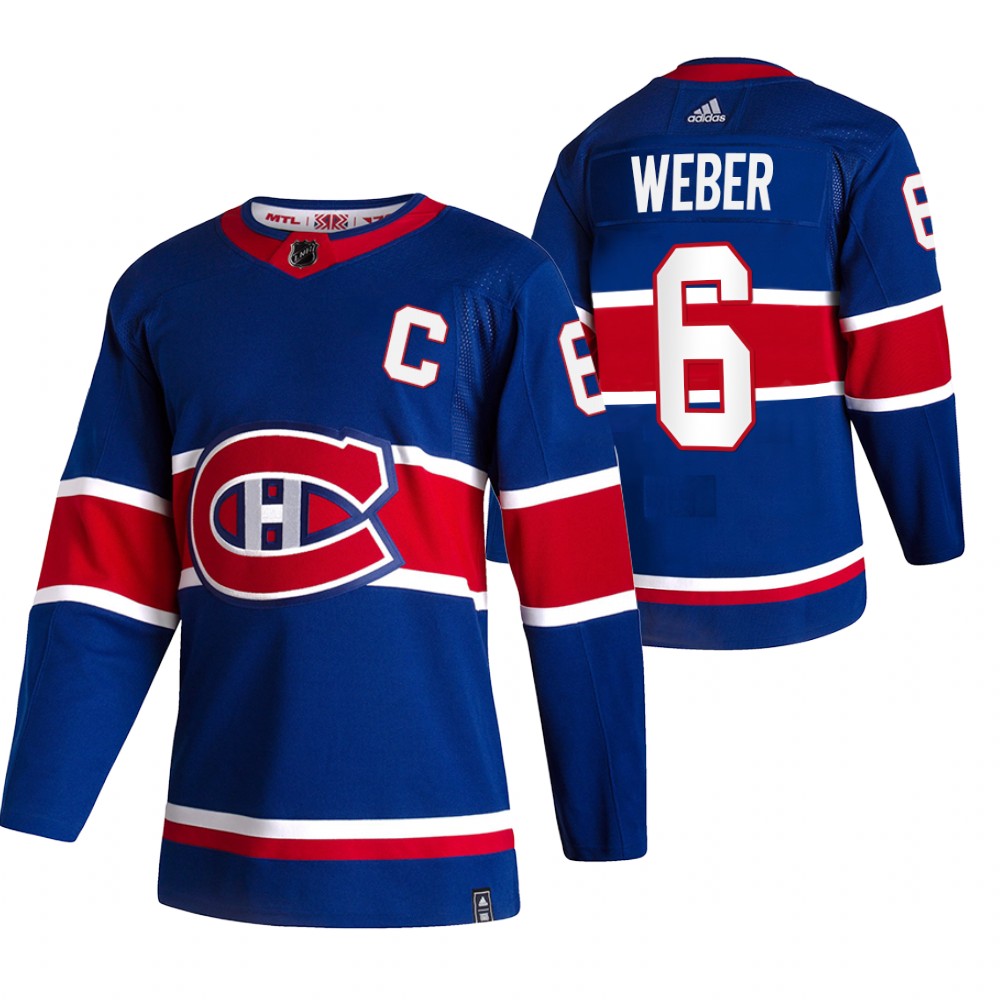 2021 Adidias Montreal Canadiens #6 Shea Weber Blue Men  Reverse Retro Alternate NHL Jersey